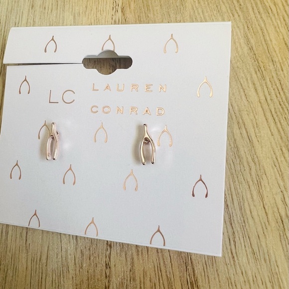 NWT LC Lauren Conrad Rose Gold Wishbone Earrings✨ - Picture 4 of 5